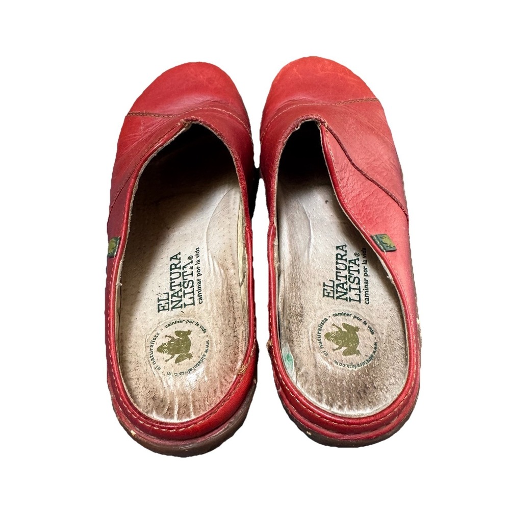 EL NATURALISTA Yggdrasil Red Leather Clogs Mary Jane Mules Size Sz 37/6.5 - Picture 2 of 7